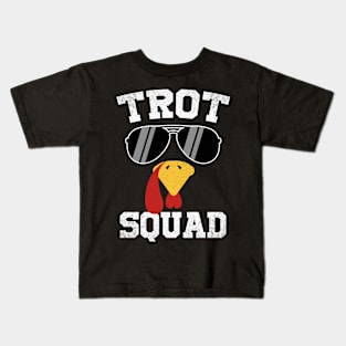 Running Turkey Sunglasses Trot Squad Thanksgiving Kids T-Shirt